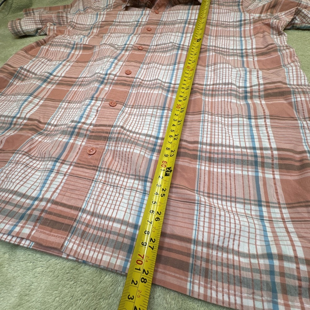M's Puckerwear Patagonia A/C short sleeve shirt L organic red/orange Blue plaid - Picture 8 of 10